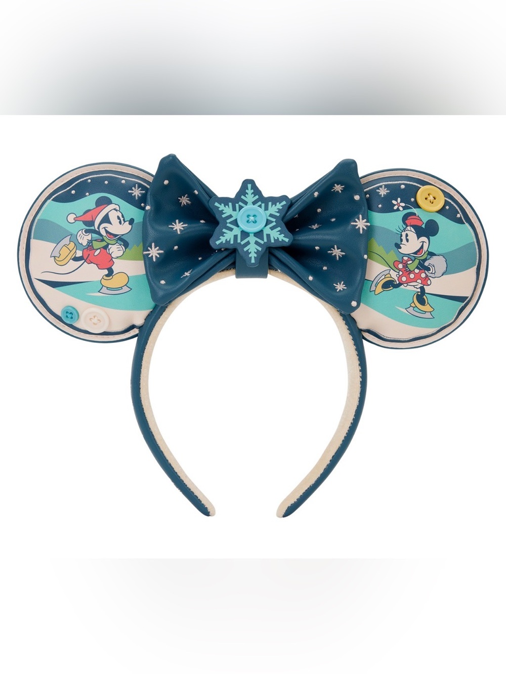 Loungefly Mickey & Minnie Holiday Christmas Ear Headband NEW Includes Dust Bag